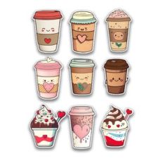 Cute Coffee Cup and Ice Cream Sundae Valentine's Day Planner Sticker