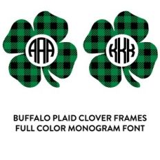 buffalo plaid shamrock frames full color monogram font