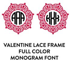 valentine lace frame full color monogram font