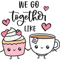 Cupcake And Tea Cup In Love