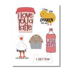 Punny Valentines Sticker Sheet Four
