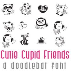 Cutey Cupid Friends Doodlebat Font