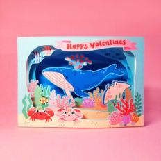 Whale Under the Sea 3D Pop-up Valentine's Day Card