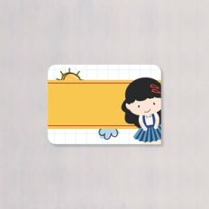 SCHOOL SUPPLIES LABELS YELLOW BLACK HAIR