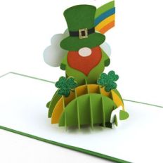 A2 Sliceform Pop Up Card St Patrick Gnome