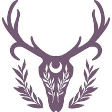 deer skull with moon and leaves