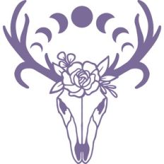 floral deer skull with moon phases