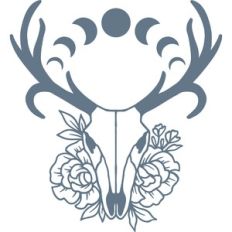 floral deer skull with moon phases