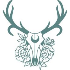 floral deer skull with moon