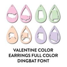 candy heart color earrings full color dingbat font