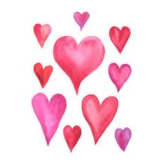 Romantic Watercolor Valentine Anniversary Hearts Print and Cut