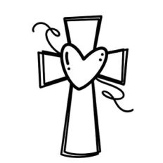 Cross With Heart and Flourishes