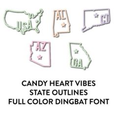 candy heart vibes outlined states full color dingbat font