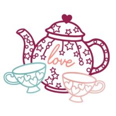 Valentines Teapot and Tea Cups