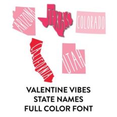 valentine vibes state names full color dingbat font