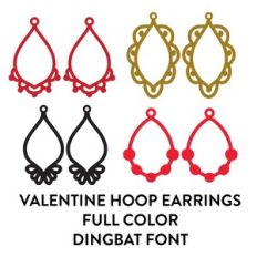 valentine hoop earrings full color dingbat font