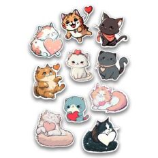 Cute Valentine Cats and Kitten With Heart Planner Stickers