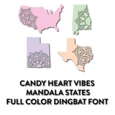 candy heart vibes mandala states full color dingbat font