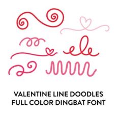 valentine line doodles full color dingbat font