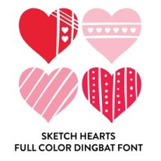 sketch hearts full color dingbat font