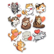 Cute Valentine Cats and Kitten With Heart Planner Stickers 02