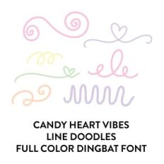 line doodles dingbat font in candy heart colors