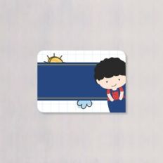SCHOOL SUPPLIES LABELS BLUE BLACK HAIR