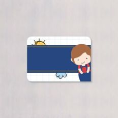 SCHOOL SUPPLIES LABELS BLUE BROWN HAIR