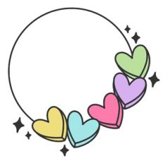 Colorful Candy Hearts Round Frame