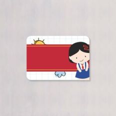 SCHOOL SUPPLIES LABELS RED BLACK HAIR