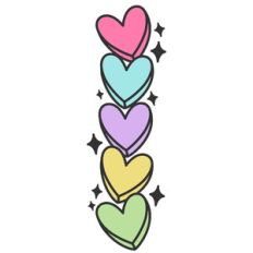 Stacked Colorful Candy Hearts Border