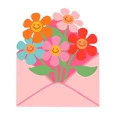 Envelope with Retro Flowers