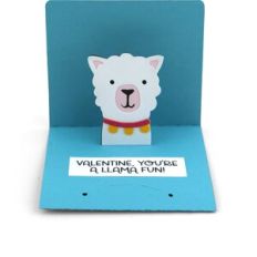 3x3 Valentine Pop Up Card Llama