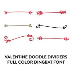 valentine doodle dividers 2 full color dingbat font