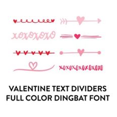 valentine doodle dividers 4 full color dingbat font