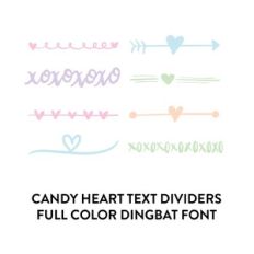 valentine doodle dividers 5 full color dingbat font (candy heart color