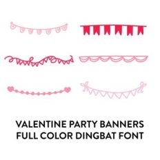 Valentine party banners full color dingbat font