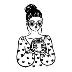 Girl with Latte and Heart Glasses