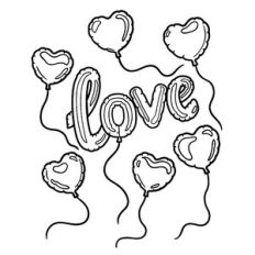 Love Word and Heart Balloons