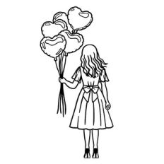 Girl with Heart Balloons