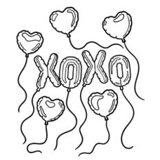 XOXO Word Balloons with Hearts