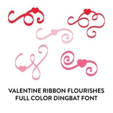 valentine ribbon flourishes full color dingbat font