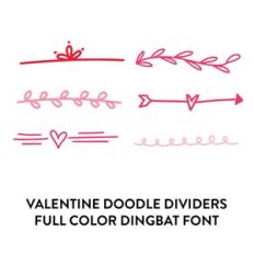 valentine doodle dividers 6 full color dingbat font