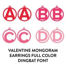 valentine monogram earrings full color dingbat font