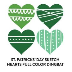 st. patrick's day sketch hearts full color dingbat font