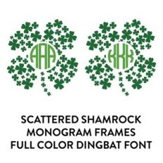 scattered shamorck frame full color monogram font