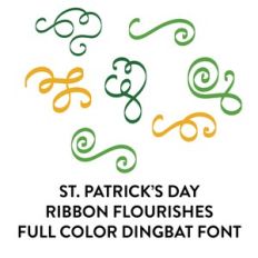 st. patricks ribbon flourishes full color dingbat font