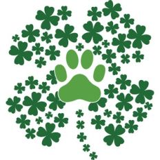 paw print scattered clover