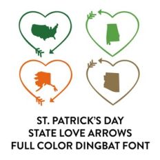 st. patrick's day state arrows full color dingbat font