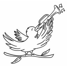 Bird with trumpet